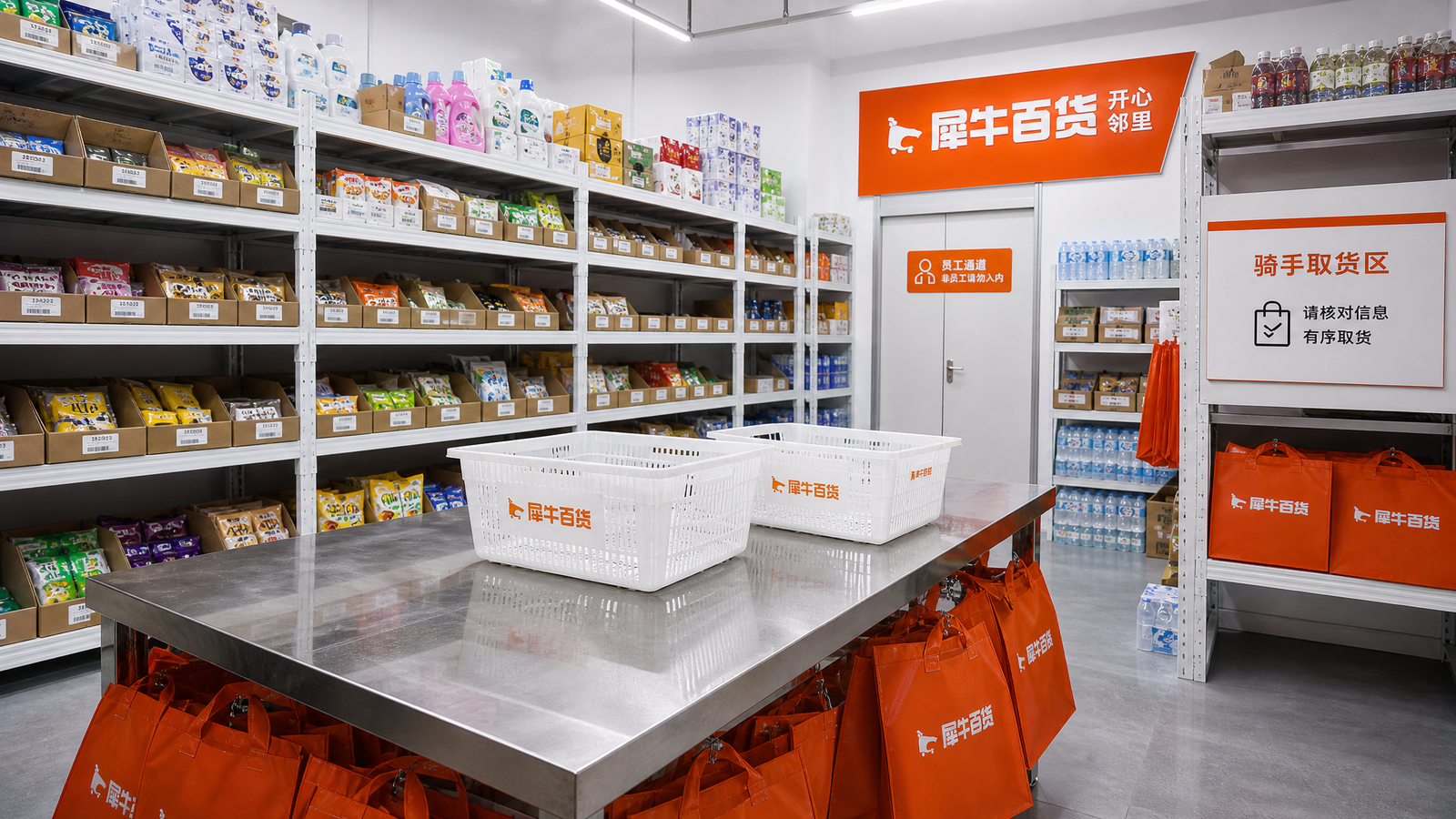 犀牛百货庆春广场店仓内打包区实景